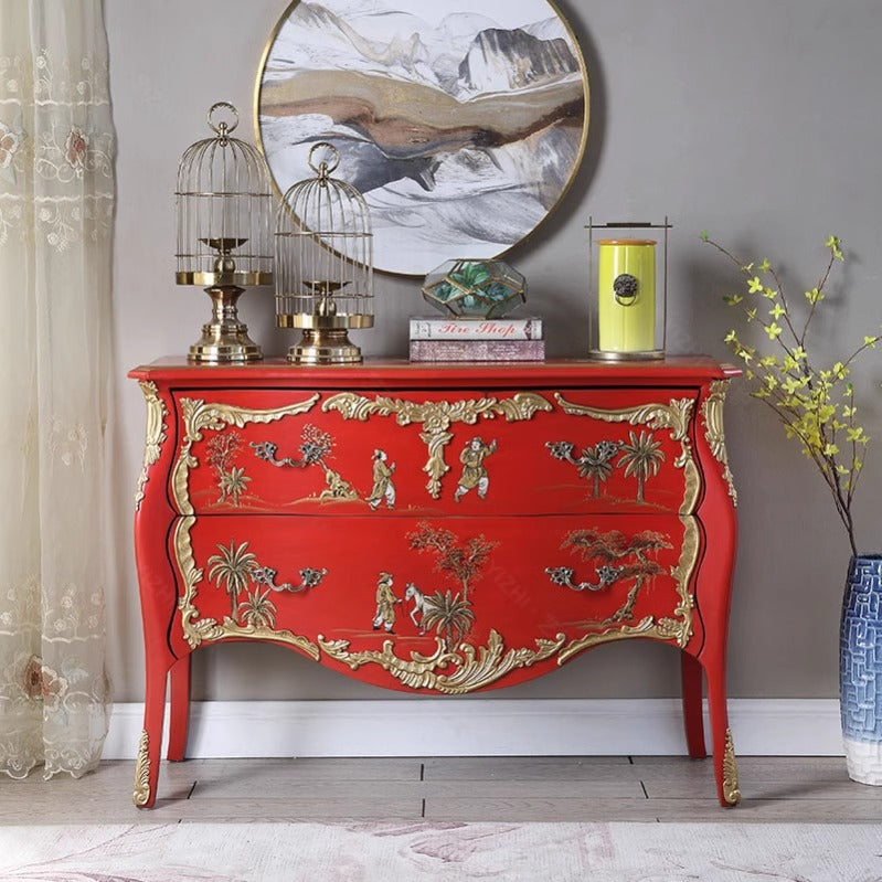 Rococo-Inspired Console Table with Hand-Painted Chinoiserie Scene