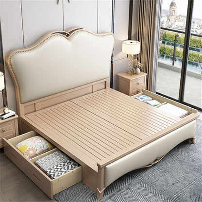 Luxurious Upholstered Bed with Storage - Vintage European Style