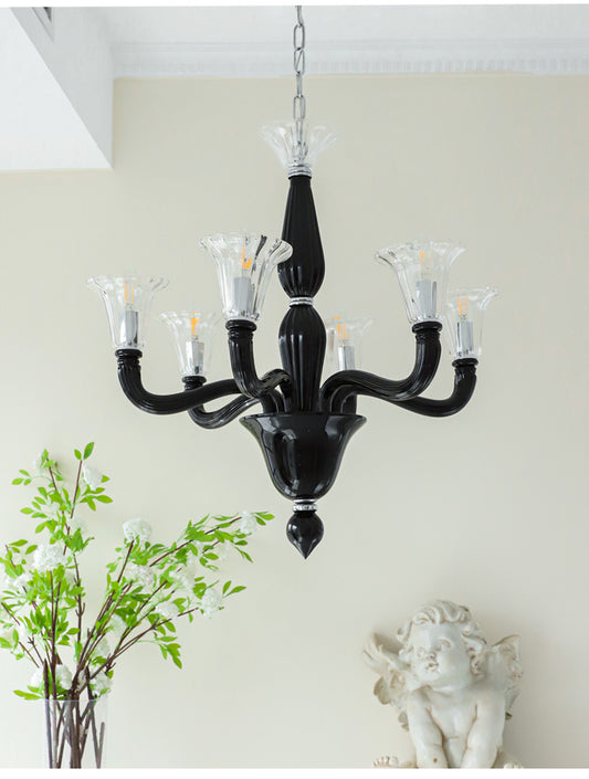 Dramatic Black Glass Chandelier - Modern and Edgy