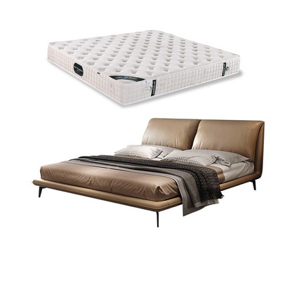 Modern Leather Bed with Sleek Design and Comfortable Upholstery