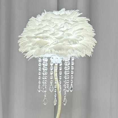 Feathery Floor Lamp with Crystal Accents - A Whimsical Touch