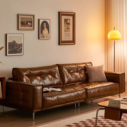 Modern Leather Sofa with Sleek Design and Comfortable Cushions