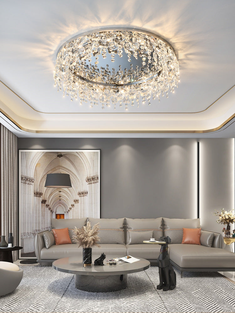 Crystal Cascade Flush Mount Ceiling Light - A Modern Masterpiece