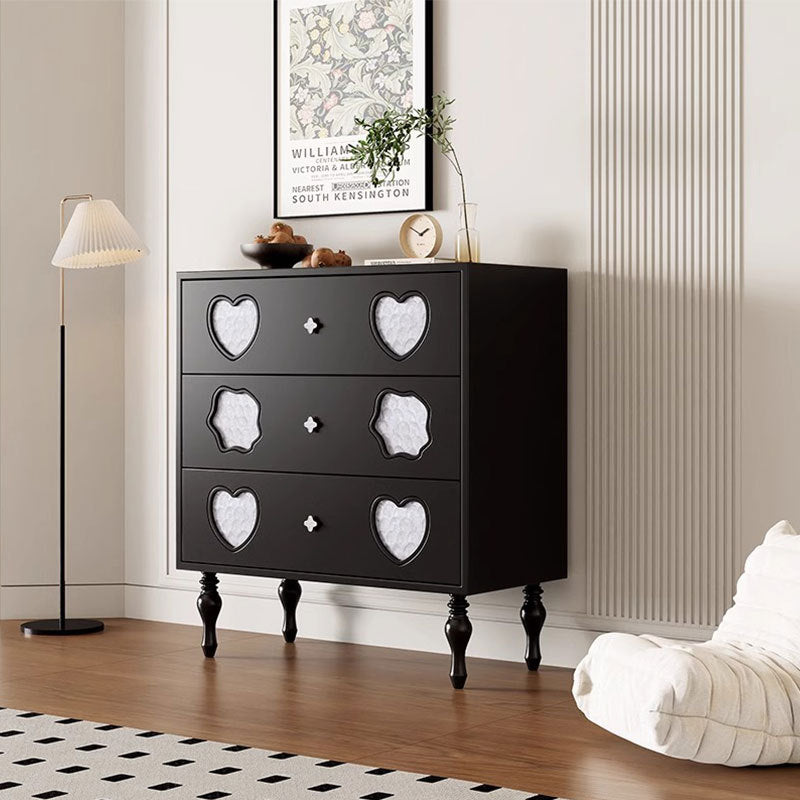 Vintage-Inspired 3-Drawer Chest of Drawers with Heart-Shaped Cutouts