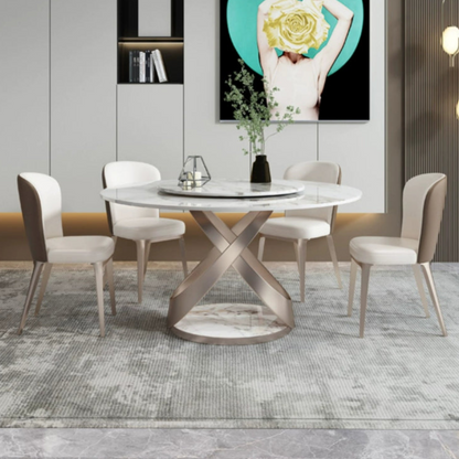 Modern Dining Chair with Sleek Metal Legs - Leather Upholstered Chair for Contemporary Interiors