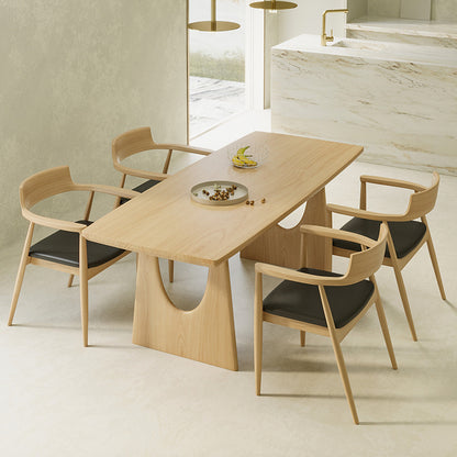 Modern Dining Table with Unique Cutout Base - Solid Wood Top