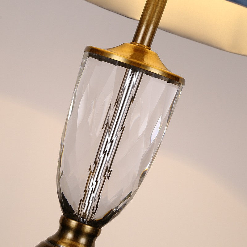 Vintage Blue Shade Table Lamp with Crystal Base - A Touch of Classic Elegance