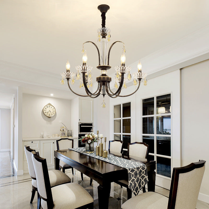 Vintage Black Chandelier with Crystal Accents - Timeless Elegance