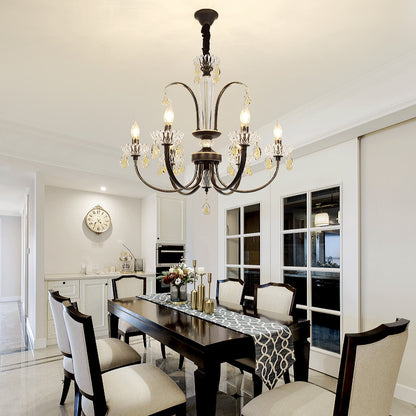 Vintage Black Chandelier with Crystal Accents - Timeless Elegance