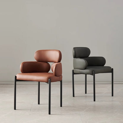 Playful Modern Dining Chair - Leather Upholstered Chair with Unique Design