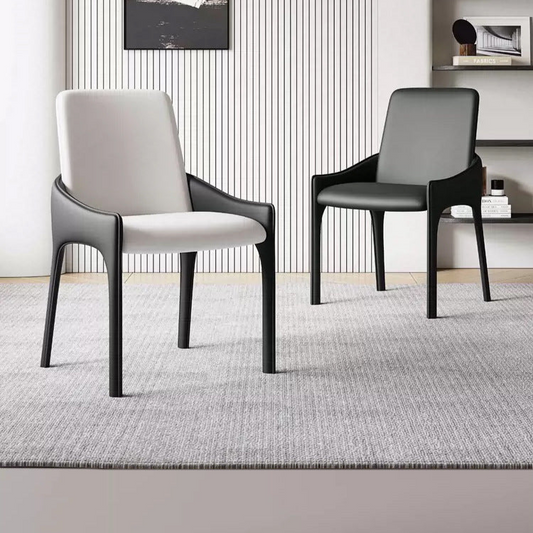 Designer Dining Chair - Leather Upholstered Dining Chair with Metal Legs - Modern Minimalist Design