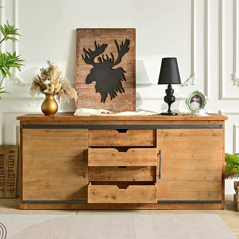 The Farmhouse Industrial Sideboard - Rustic Sliding Door Storage Cabinet