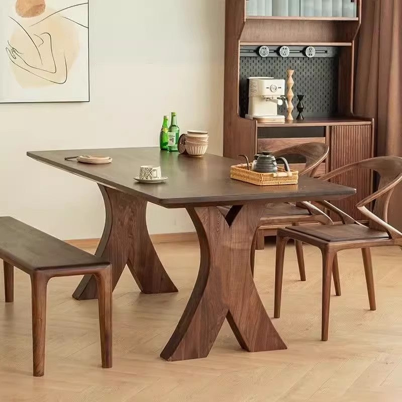 Rustic X-Base Dining Table - Warm and Inviting