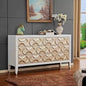 White Solid Wood Carved Sideboard | Elegant Entryway & Living Room Cabinet