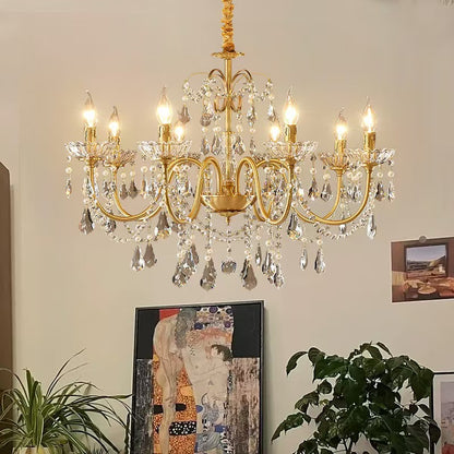 Opulent Gold Chandelier with Crystal Accents - Timeless Elegance