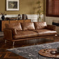 Vintage Leather Sofa with Distressed Finish - Mid-Century Modern Style