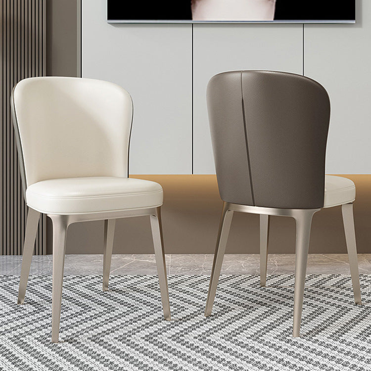 Modern Dining Chair with Sleek Metal Legs - Leather Upholstered Chair for Contemporary Interiors