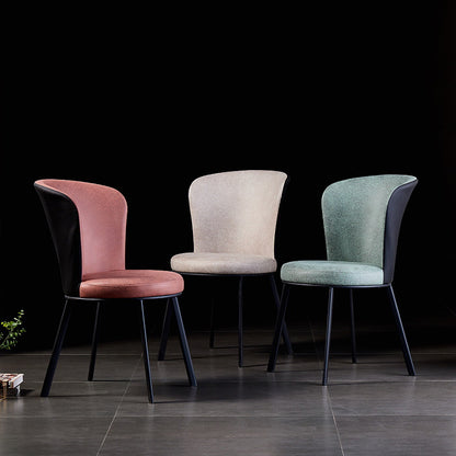 Modern Dining Chair with Organic Shape - Leather Upholstered Chair with Sleek Metal Legs