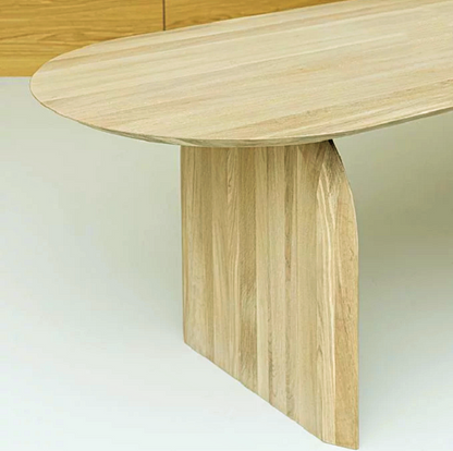 Modern Oval Dining Table with Unique Sculptural Base - Solid Wood Top