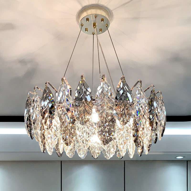 Modern Crystal Leaf Chandelier - Elegant and Minimalist