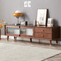 Mid-Century Modern TV Stand with Glass Doors and Sleek Design