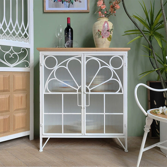 The Magnolia Art Nouveau Display Cabinet - French Country Glass Door Sideboard