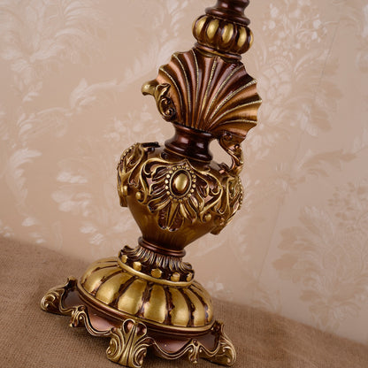 Vintage Baroque Table Lamp with Floral Shade - A Touch of Regal Elegance