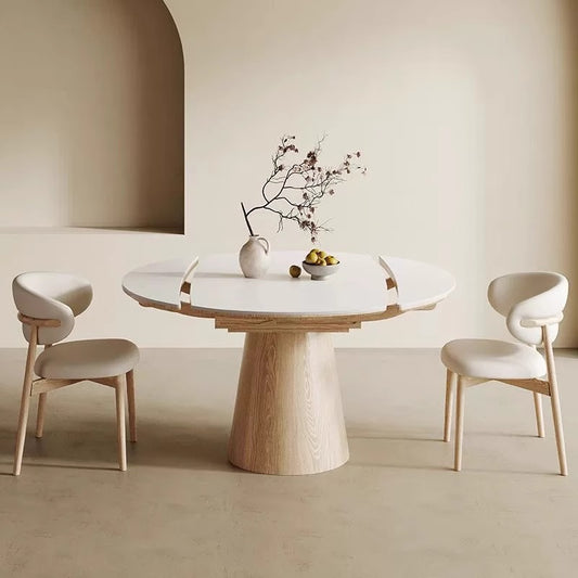 Modern Extendable Dining Table Set - Versatile Design, Durable Rock Slab Top