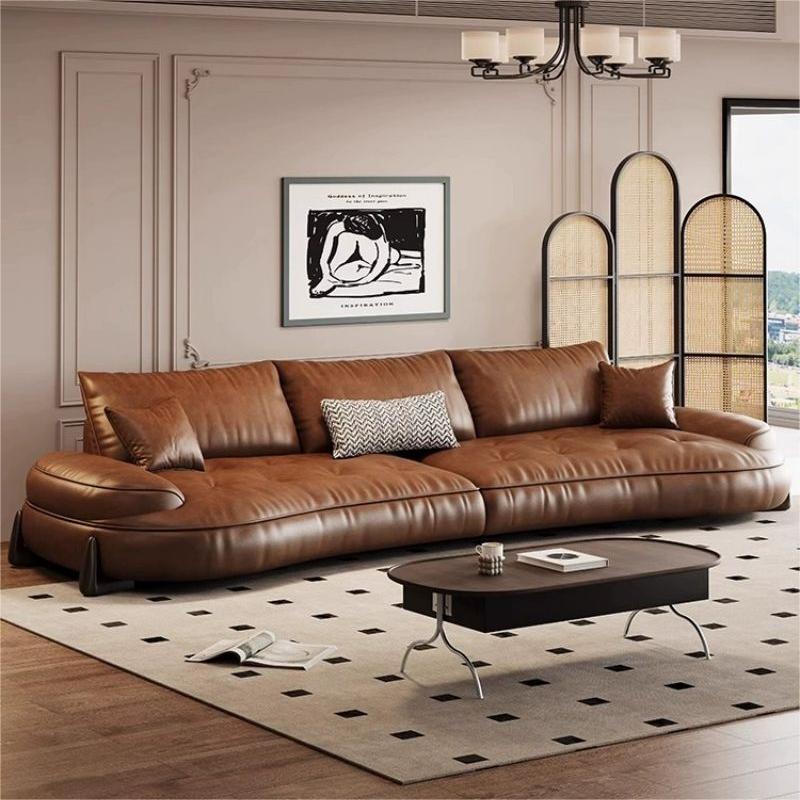 Modern Leather Sectional Sofa with Curved Design Crafted for Modern Living