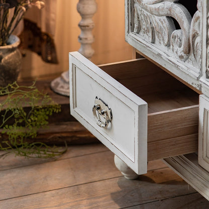 The Grand Furnishaus Carved  Wood Cabinet: Timeless Elegance for Your Home