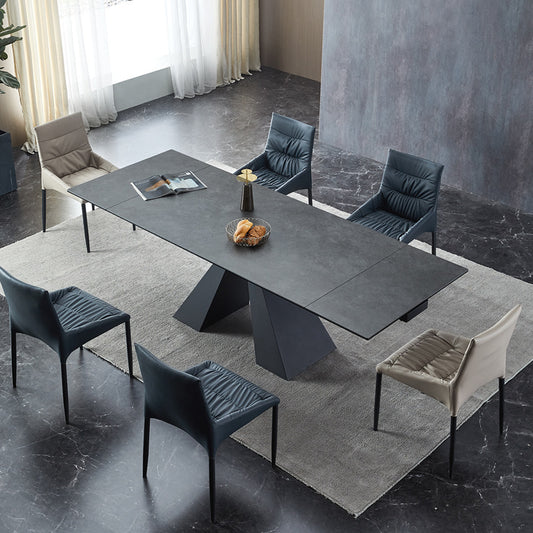 Modern Minimalist Extendable Ceramic Stone Dining Table - Multifunctional Home Use