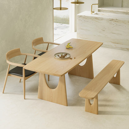 Modern Dining Table with Unique Cutout Base - Solid Wood Top