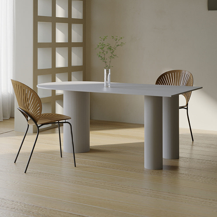 Modern Dining Table with Unique Wooden Base - Durable Rock Slab Top