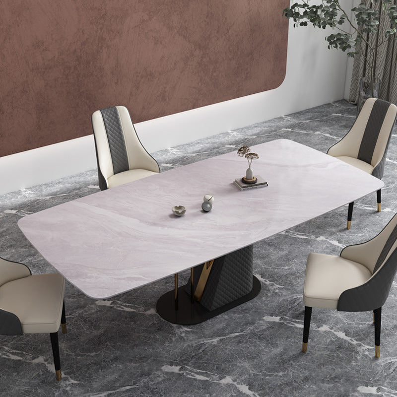 Modern Minimalist Glossy Ceramic Stone Rectangular Dining Table - Simple Home Use