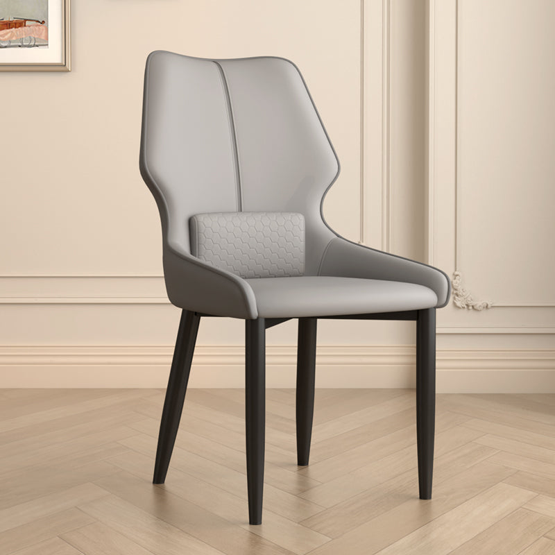 Modern Dining Chair with Contrast Leather Upholstery - Sleek Design with Wooden Legs