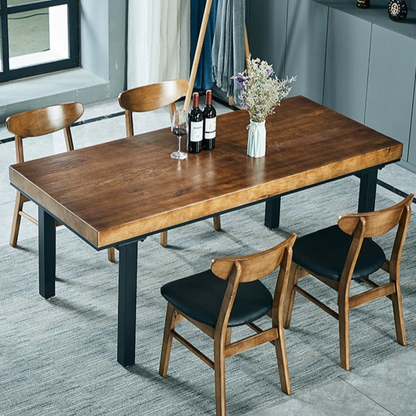 Rustic Wood Dining Table with Industrial Metal Base