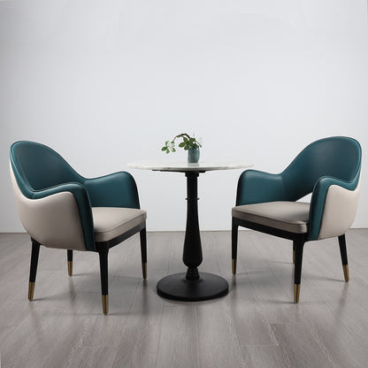 Modern Accent Chair with Two-Tone Leather Upholstery and Wooden Legs