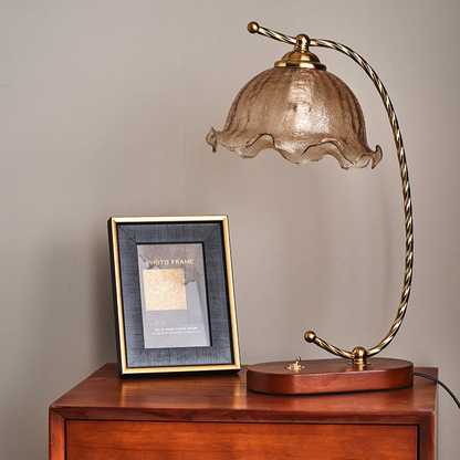 Vintage Swan Neck Table Lamp with Glass Shade - A Touch of Timeless Elegance