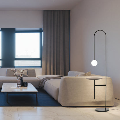 Sleek Arc Floor Lamp with Orb Shade - A Modern Minimalist Statement