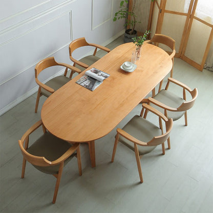 Modern Oval Dining Table with Sleek Wooden Base