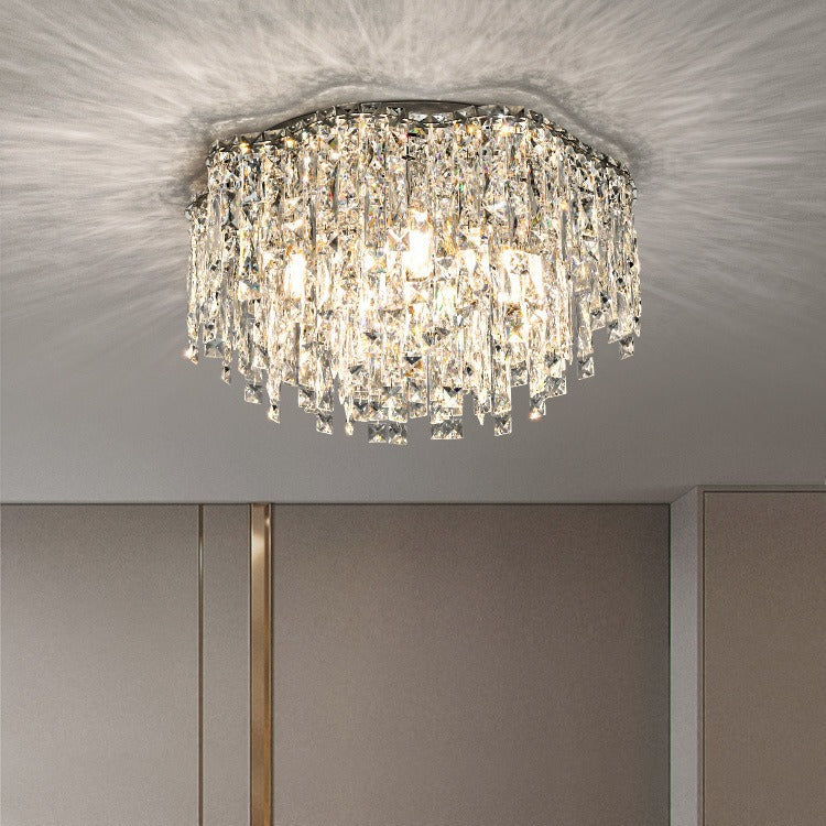 Geometric Crystal Flush Mount Ceiling Light - Modern Elegance