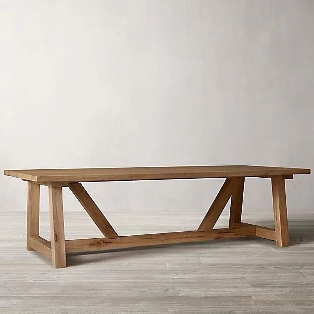 Rustic Concrete Top Dining Table with Wooden Base