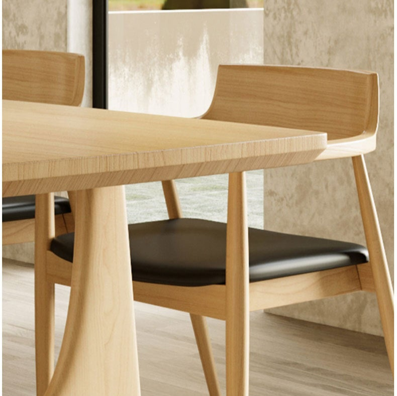 Modern Dining Table with Unique Cutout Base - Solid Wood Top