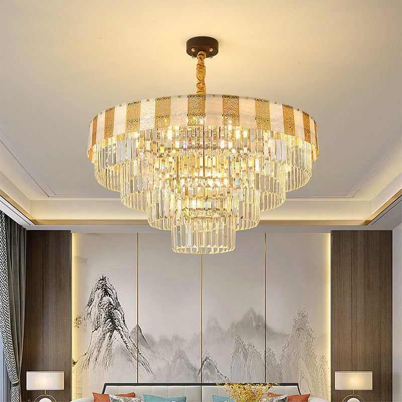 Layered Crystal Chandelier - Modern and Elegant