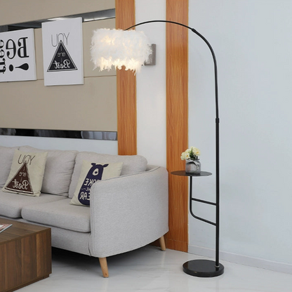 Elegant Feather Floor Lamp with Storage Shelf - A Touch of Luxury