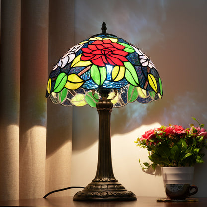 Vintage Floral Stained Glass Table Lamp - A Touch of Romantic Elegance