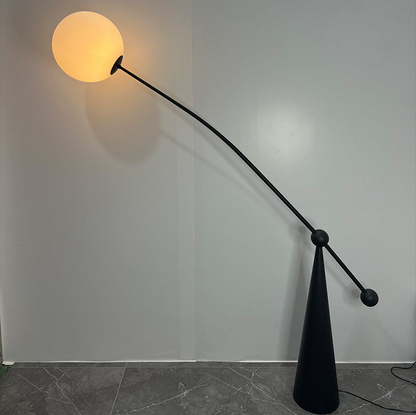 Sleek Arc Floor Lamp with Orb Shade - A Modern Minimalist Statement