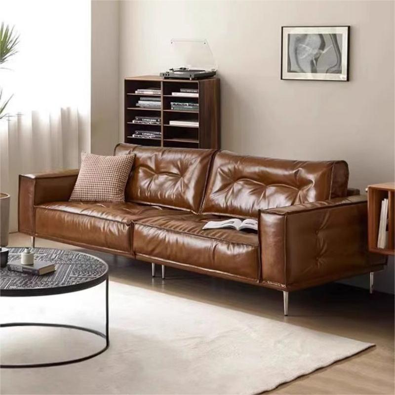 Modern Leather Sofa with Sleek Design and Comfortable Cushions