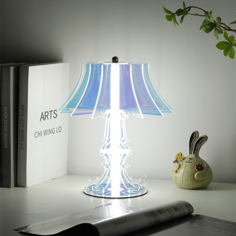 Iridescent Acrylic Table Lamp - A Modern, Futuristic Design