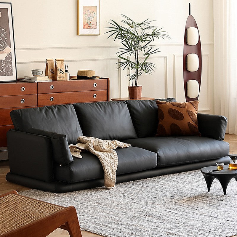 Modern Leather Sofa with Sleek Design and Comfortable Cushions